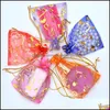 Jewelry Pouches Bags 11 Colors 7X9Cm Open Gold Sier Heart Small Organza Bags Jewelry Gift Pouches Candy Bag Pouches 500Pcs 212 T2 D Dhjhv