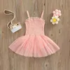 Rompers Summer Toddler Baby Girls Sleeveless Jumpsuit Solid Color Random Spaghetti Band Princess Pleated Mesh Romper Dress Outfit J220922