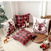 Pillow Christmas Throw Covers Decorative 17.7x17.7 IN Winter Holiday Plaid Linen Couch Standard Satin Pillowcase Set Of 2