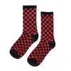 Herrstrumpor Korea Harajuku Trend Women Checkerboard Geometric Checkered Men Hip Hop Cotton Unisex Streetwear Novelty