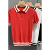 Männer Polos 2022 Sommer gestrickt Eis Seide Schlanke kurzärmelige Strick-Polo-Shirt Herrengeschäft Casual Shirts Revers Street Tragen Kleidung S74