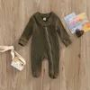 Rompers Baby Girls Boys Spring Autumn Casual Romper Clothes Long Sleeve Cotton Ribbed Solid Color Zipper Jumpsuit J220922