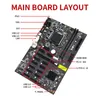 Motherboards B250C BTC Mining Motherboard With RJ45 Network Cable G3920 CPU 12Xgraphics Card Slot LGA 1151 For Miner