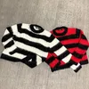 Herrtröjor vintage tröja kvinnor söt pullover y2k harajuku grafik stickade fula män horisontella ränder svart röd gotisk punk rock 220923