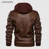 Куртки Men039s CARANFIER Мужские куртки с капюшоном из искусственной кожи Пальто Мотоциклетная байкерская куртка из искусственной кожи Мужские классические зимние куртки Одежда 2313981