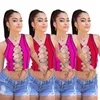 Damen Tanks Lace Up Crop Top Frauen Geburtstag Outfits Clubwear Bandage Sexy Tops für Sommer Strand Patchwork ärmelloses Skinny Tank