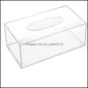 Tissue Boxes Napkins Facial Box Er Rack Transparent Acrylic Rectangar Napkin Storage Top Is Removable Mti-Purpose 09 Drop Delivery 2 Dhqoa