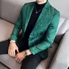 Abiti da uomo in abiti da uomo floreale verde jacquard pattern uomini blazer formali affari affari giacca casual giacca di lusso abitudini sociali smoking smoking