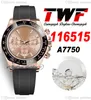 TWF V2 A7750 Automatisk kronograf Mens Watch Rose Gold Ceramic Bezel Champagne Baguette Diamond Dial OysterFlex Rummi Samma seriekort Super Edition Puretime B2