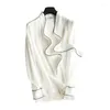 Kvinnors T-skjortor 2022 Autumn Women Silk Long Sleeves Bow Ties Ribbons T-shirt ol White Black Luxury