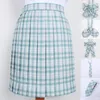 Kledingsets Schooljurken Leuke lichtblauwe plaid geplooide rok Hoogwaardige JK Uniform Studenten Cosplay Anime Sailor Suite Korte rokken