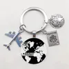 Vintage 25mm de mapa mundial de mapa artesanal Exploration Exploration Dome Cabachon Aeronave Pingente Keyring Men Women