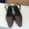 Designer Lace Dress Shoes Glitter Rhinestones Women Pumps Crystal Bowknot Satin Sandals 2022 Summer Transparent Shoes High Heels Party Prom
