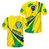 Outdoor Tshirts Mens Tshirt Brasil National Emblem Printed O Neck Seckie Mash Modna Moda chłodna streetwear Duża rozmiar koszulka Dostosowanie W220923