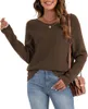 T-shirt femminile a manica lunga da donna sciolta sciolta incrociata giunti maglioni a maglia a maglia