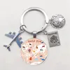 Vintage 25 mm Handmade Wereldkaart Keychain Travel Exploration Glass Dome Cabachon Aircraft Pendant Keyring Men Women Women