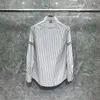 TB Thom Soft Cotton Shirts Men Slim Strimed Long Sleeve Casual Shirt Turn Down Collar Spring Summer Clothion