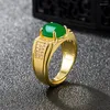Ringos de cluster 22K Amarelo em ouro amarelo Emerald Mens 2022 Gemstone Jewlery Organizador de casamentos Casais Green Casais Reduzível Jóias Luxo