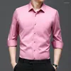 Men's Polos High Quality Long Sleeve Shirt Men 2022 Spring Autumn Fashion Business Formal Wear Chemise Solid Color Slim Male Tops