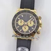 TWF V2 A7750 AMARATION Chronograph Mens Watch Yellow Gold Ceramic Bezel Black Champagne Newman Dial Oysterflex Rubber same serial card super edition editime f6