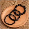 Beaded Strands Tiger Eye Malachite Onyx Beads Armband för män Kvinnor Justerbara 6mm 8mm 10mm Lava Stone Black Yoga Jewelry Lulubaby Dhano