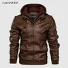 Куртки Men039s CARANFIER Мужские куртки с капюшоном из искусственной кожи Пальто Мотоциклетная байкерская куртка из искусственной кожи Мужские классические зимние куртки Одежда 2313981