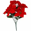 Decorative Flowers Supplies Poinsettia Bushes Home Vase Ornamental Christmas Decoration Xmas Decor Bouquets Simulation Bouquet