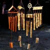 Estatuetas decorativas de bambu ao ar livre rolinhos de vento quintal tubos de jardim antigos Bell Copper Relaxing Windchime Parede pendurado decoração de casa feita à mão feita à mão