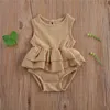 Rompers Baby Girls Ubranie Summer Sunsuit Silny kolor księżniczki Rompers Bez rękawów