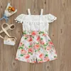 Rompers Off Shoulder Baby Children Rompers Leopard Flower Print Lace Baby Clothes Jumpsuit Summer Kid Baby Girls Fashion Clothes 16y J220922