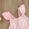 Rompers zomer kleren babykleding peuter meisjes bodysuit solide kleur ruches pak baby meisjes mouwloze backless jumpsuit J220922