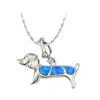 Pendant Necklaces Cute Tiny Blue Fire Opal Fashion Jewelry Dog Shaped 1/2'' OP314