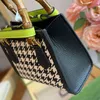 Avondtassen Mini Diana Bamboo Tote Bag 17 Kleuren Houndstooth Handtassen Dames Crossbody Schouder Clutch Bags Portemonnee Afneembaar Rood Groen Wid