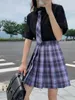 Clothing Sets Romantic Fairy School Uniform Pleated Skirt Japanese High Waist A-line Plaid Sexy JK Female