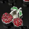 Charms 10st 10mm Red Rhinestone Cherry Slide Charms Pärlor Fit 8mm DIY Telefonremsor Taggar PET Krage Bälten Armband 1106 Q2 Drop Deli Dhzua