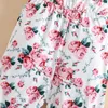 Rompers Baby Girl Summer Jumpsuit Kläddräkt Floral Print Casual ärmlös strumpeband Rompers och pannband 2 stycken J220922