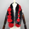 Scarves New Russian Women Genuine Fur Long Scarf Winter Ladies Warm Real Rabbit Muffler Knit Fluffy Pompoms Natural Y