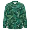 Men's Jackets Palm Leaves Baseball Jacket Tropical Florals Print Trendy Long Sleeves Varsity Man Autumn Coats