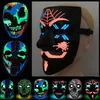 Derniers masques de fête 3D LED Masques de fête lumineux Halloween Dress Up Props Dance Party Bande de lumière froide Masques fantômes Support personnalisation BBB15