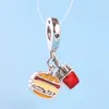 Burger and Fries Pendant 925 Sterling Silver Charm Womens Jewelry Jomens Beads with pox pox الأصلي لمجموعة لقرار باندورا سوار صنع سحر