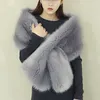 Scarves Fox Fur Women Wraps Long Plush Tippet for Woman Large Luxury Scarf Cloak Party Dress Fluffy Shl Poncho Bride Y2209