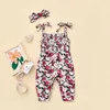 Rompers nyfödda babyflicka blomma tryck romper ärmlös jumpsuit onepiece outfits sunsuit småbarn flicka 2022 sommarkläder J220922