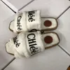 Plush White Beach Canvas Slippers Sandals Designer Winter Booties Lettering Fabric Women Shoes Size Eur 36-42 5