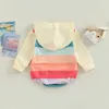 Rompers Newborn Baby Spring осенняя одежда детская одежда для девочки мальчик радужный компонент с капюшоном для комбинезона, детский комбинезон 024 месяца J220922