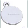 Urok 16 mm Stam Stam Stam Circle Circle Charm dla biżuterii metalowe puste puste tagi dla psów spersonalizowane hurtowe 200pcs 316 T2 Drop d dhfyh