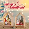 Christmas Decorations DIY Tree Wooden House LED Light Santa Claus Snowman Elk Illuminated Cabin Merry Decor For Home