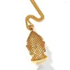 Pendentif Colliers 2022 Grand Bouddha Tête Hip Hop Cuivre Micro Pave Zircon Dominateur Hommes Charme Collier Bijoux