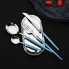Utensílios de jantar conjuntos de prata de prata menta garfo de faca de faca de talheres de aço inoxidável conjunto de mesa de mesa espelho de cozinha home tateiro