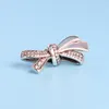 925 Sterling Silver Sparkling Bow Charm Jewelry Pandora Snake Chain 팔찌 뱅글 뱅킹 매력 액세서리를위한 오리지널 상자와 비드