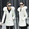 Women's Trench Coats Women Winter Jacket And Coat Big Fur Collar Hooded Down Parkas Korean Thick Cotton Padded Basic Tops Long Lady Wadded